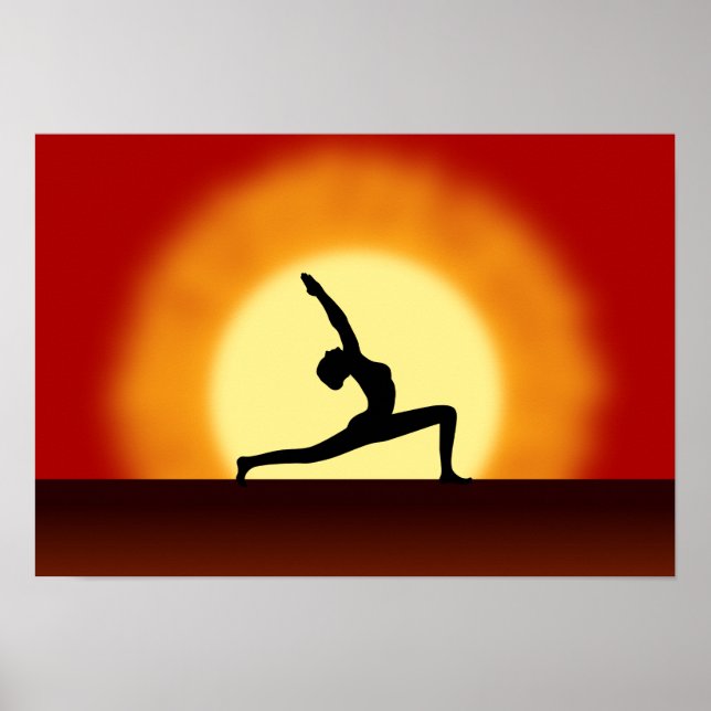 Póster Yoga Pose Silhouette Sunrise Landscape Art Prints (Frente)