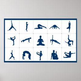 Póster Yoga Poses Tree of Life, Lotus and More Chart