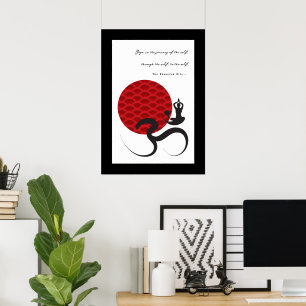 Póster Yoga & Red Sun Om Ohm Symbol Spiritual Poster