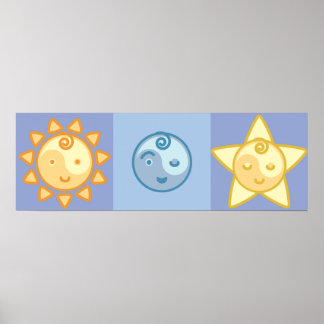 Póster Yoga Speak Baby : The Sun, The Moon & Stars