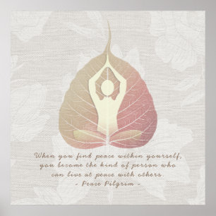Póster Yoga Studio Instructor Meditación Pose Bodhi Leaf