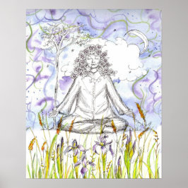 Póster Yoga Zen Meditación Flores de iris salvajes