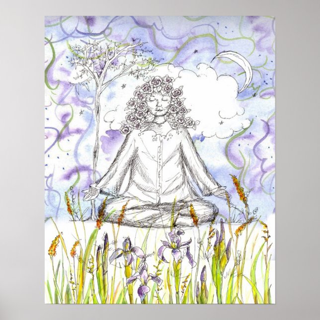 Póster Yoga Zen Meditación Flores de iris salvajes (Frente)