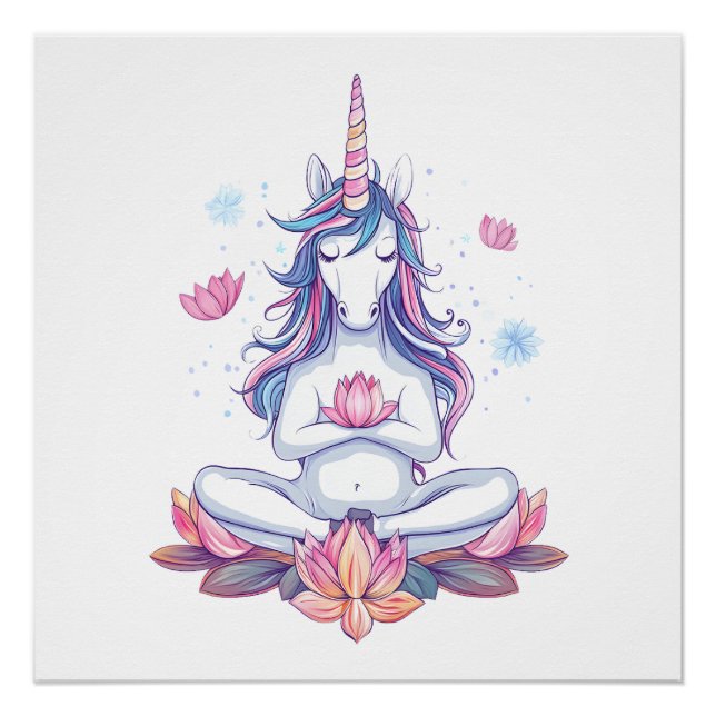 Póster Yoga Zen Unicornio (1) (Anverso)