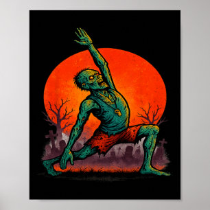 Póster Yoga Zombie Pose de estiramiento de muertos vivien