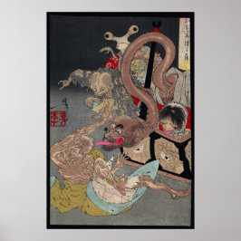 Póster Yokai Ukiyo-e Omoi Tsuzura japonés por Yoshitoshi