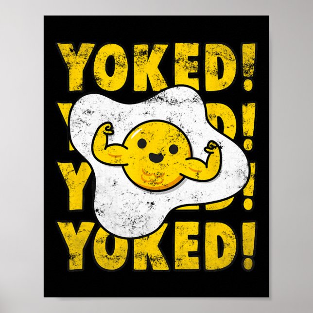 Póster Yoked Bodybuilding Egg Yolk Bulk Men Funny Gym (Frente)