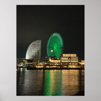 Póster Yokohama de noche