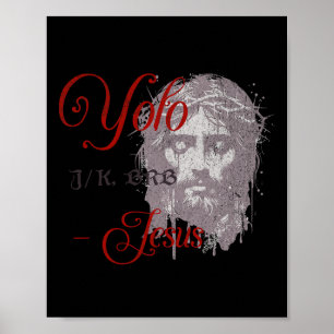 Póster Yolo Jk Brb Jesus Funny Day Biblia Vintage C