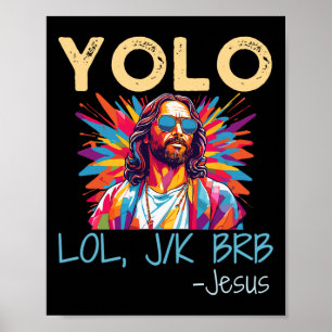 Póster Yolo Lol Jk Brb Jesús Pascua Navidad Divertido Rel