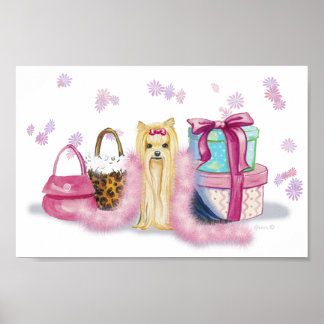 Póster Yorkie Dress up with Feather Boa Poster