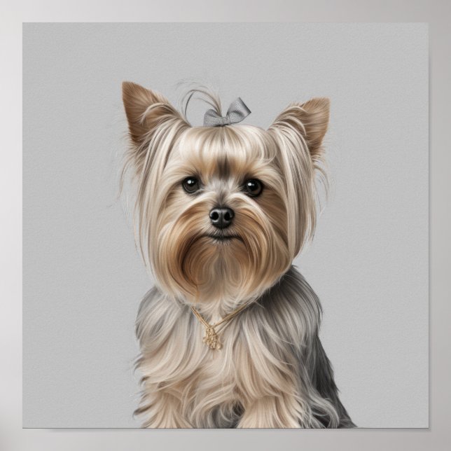 Póster Yorkie Ilustracion Wall Art para amante del perro  (Frente)