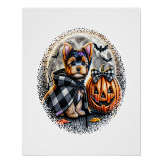 Póster Yorkie Perro Halloween