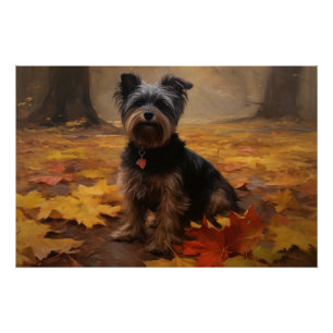 Póster Yorkipoo en Otoño Hojas Caídas Inspiran