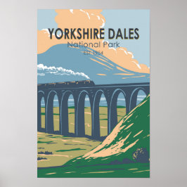Póster Yorkshire Dales National Park England Vintage
