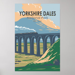 Póster Yorkshire Dales National Park England Vintage
