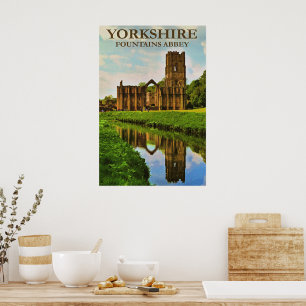Póster Yorkshire, Fountains Abbey,