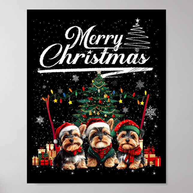 Póster Yorkshire Terrier Christmas Tree Decorations Dog L (Frente)