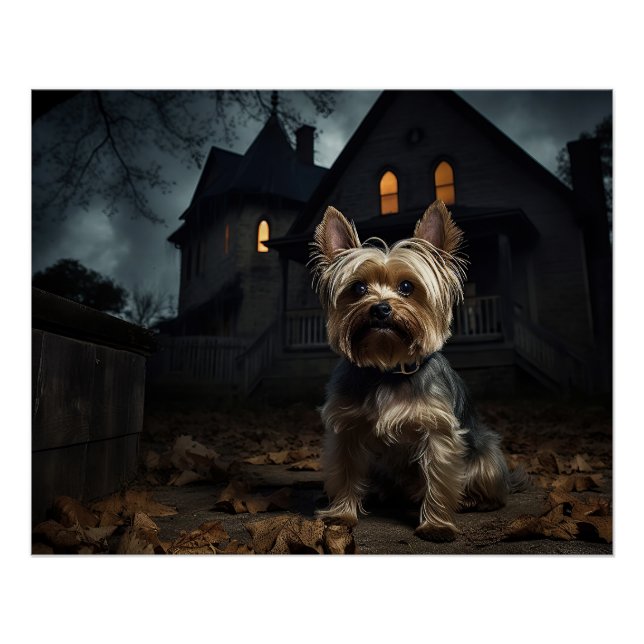 Póster Yorkshire Terrier Halloween Aterrador (Anverso)