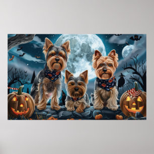 Póster Yorkshire Terrier Halloween Spooky