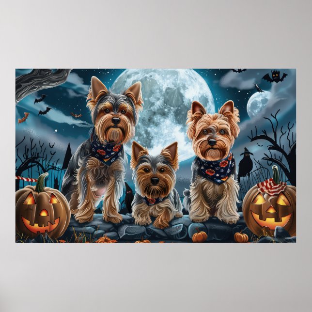 Póster Yorkshire Terrier Halloween Spooky (Frente)