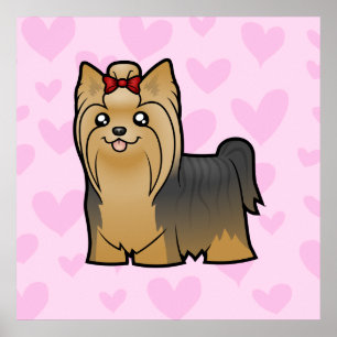 Póster Yorkshire Terrier Love (cabello largo con arco)