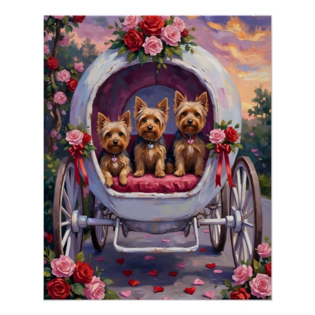 Póster Yorkshire Terrier Perro Día de San Valentín (Anverso)