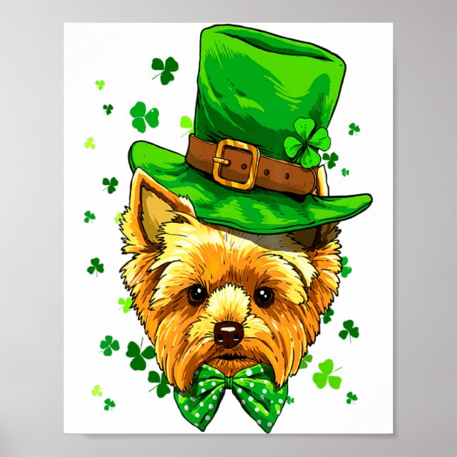 Póster Yorkshire Terrier St Patricks Day Leprechaun Sham  (Frente)