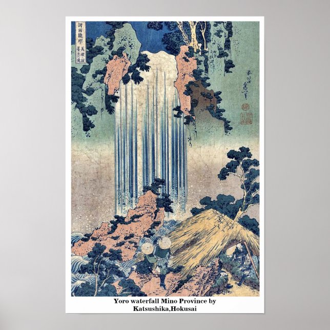 Póster Yoro waterfall Mino Province by Katsushika,Hokusai (Frente)