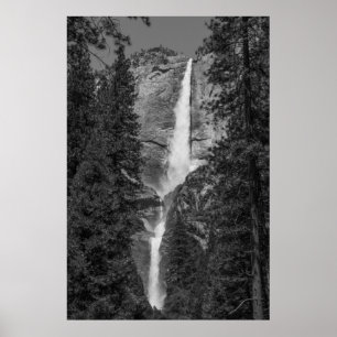 Póster Yosemite inferior baja cae en blanco y negro