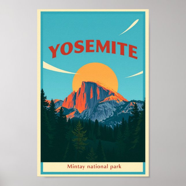 Póster Yosemite National Park Half Dome Vintage (Frente)