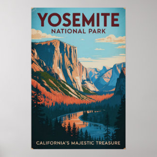 Póster Yosemite National Park Vintage
