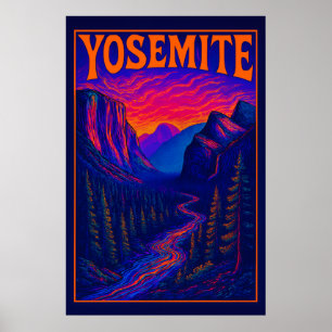 Póster Yosemite psicodélico