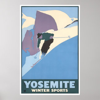 Póster Yosemite Ski Poster National Park Print Travel Art