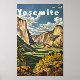 Póster Yosemite United Airlines Viajes Antiguos