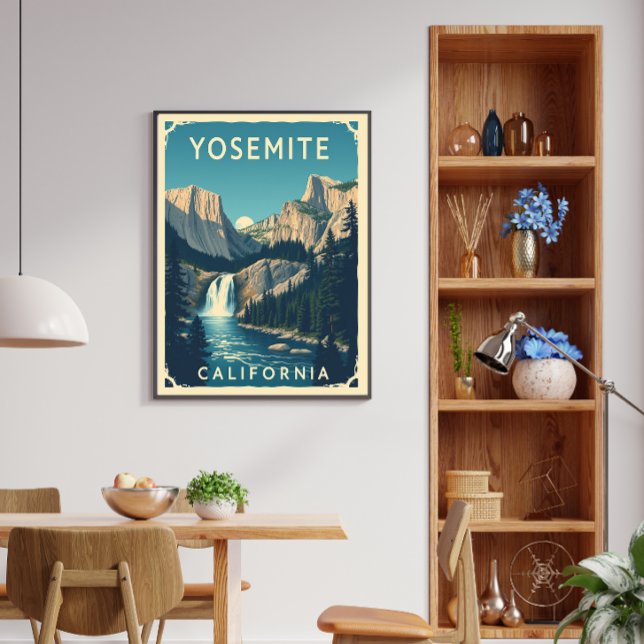 Póster Yosemite Waterfall California Vintage Retro (Subido por el creador)