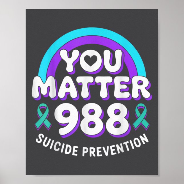 Póster You 988 Suicide Prevention Awareness Rainbow Ribbo (Frente)