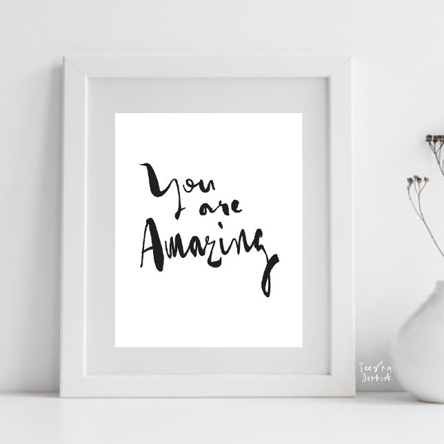 Póster You are amazing Minimalist Motivational Inspired (You are amazing Minimalist Motivational Poster Inspirational Quotes Home Office gift in Black White)