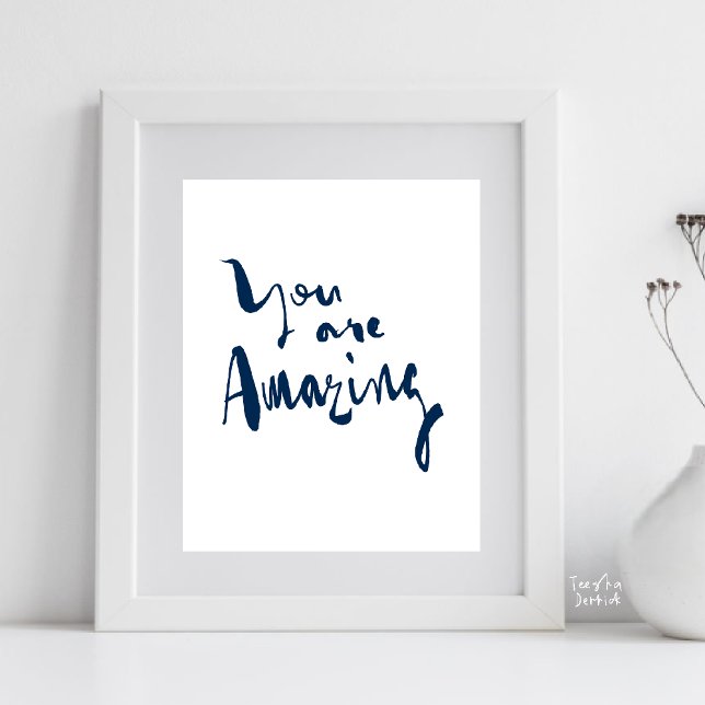 Póster You are amazing Minimalist Motivational Inspired (You are amazing Minimalist Motivational Poster Inspirational Quotes Home Office gift in Navy Blue)
