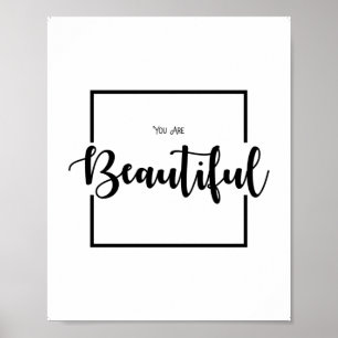 Póster You Are Beautiful, Girl Quotes, wall decor