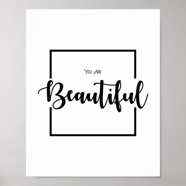 Póster You Are Beautiful, Girl Quotes, wall decor (Frente)