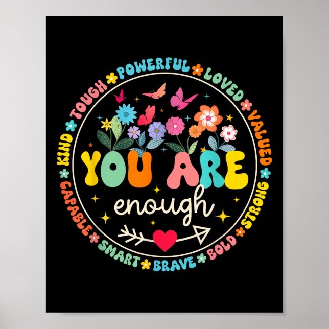 Póster You Are Enough Floral Kind Love Peace Kindness Ins (Frente)