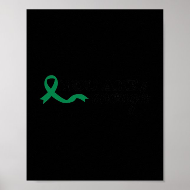 Póster You Are Enough Mental Health Green Ribbon Suicide  (Frente)