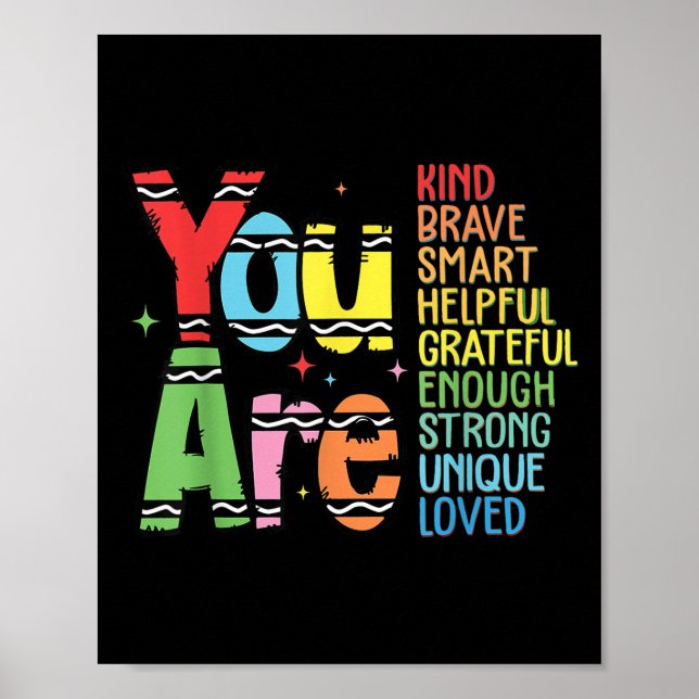 Póster You Are Kind Smart Brave Motivational Back To Scho (Frente)
