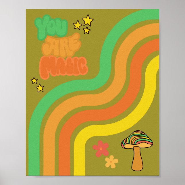 Póster You Are Magic - Retro Mushroom (Frente)