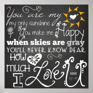 Póster You Are My Sunshine Chalkboard Look Poster