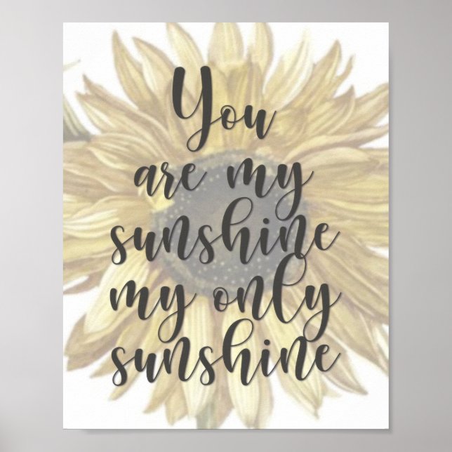 Póster You Are My Sunshine -Quote - Floral - Sunflower (Frente)