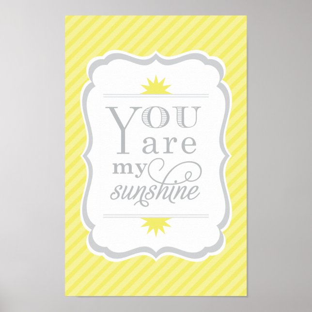 Póster You Are My Sunshine Yellow and Gray Baby Nursery (Frente)
