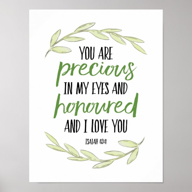 Póster You are Precious in my Eyes - Isaiah 43:4 (Frente)