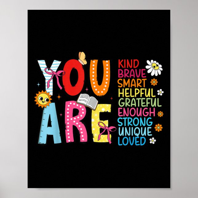 Póster You Are Smart Brave Strong Kind Loved Motivation T (Frente)